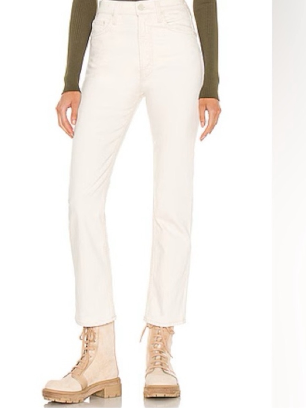 MOTHER Superior High Waisted Rider Ankle In Act Natural Cream Jeans Size 25